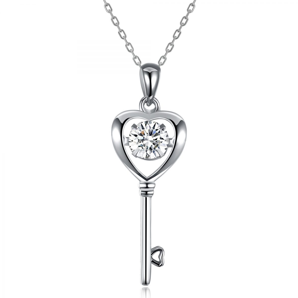 Elan Heart Key Pendant - Silver